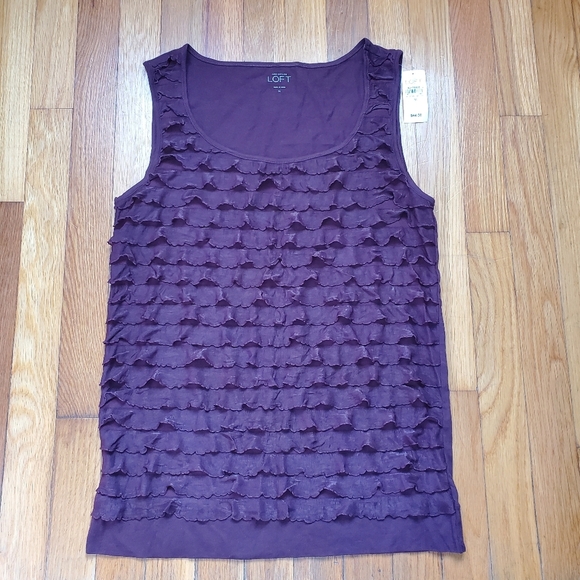 Ann Taylor Loft‎ ruffle front sleeveless blouse size medium NWT - Picture 1 of 6